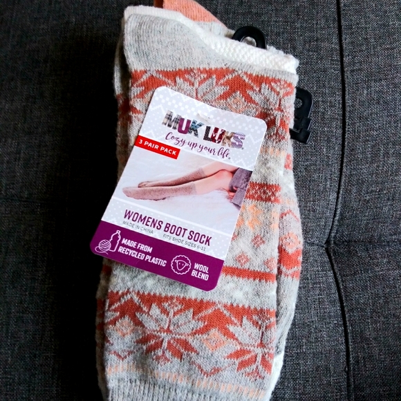 Muk Luks Accessories - ❤️ MUK LUKS // 3 PAIR PACK // WOMENS BOOT SOCKS // WOOL BLEND